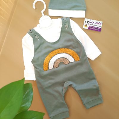 سرهمی سه تیکه نوزادی با کلاه کد 1285