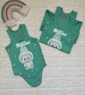 بادی رکابی پنبه سوپر لبوبو سبز کد 1259