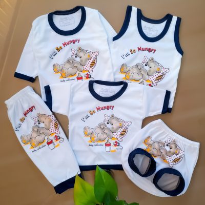 پنج تیکه خرس شکم گنده سرمه ای کد 1229