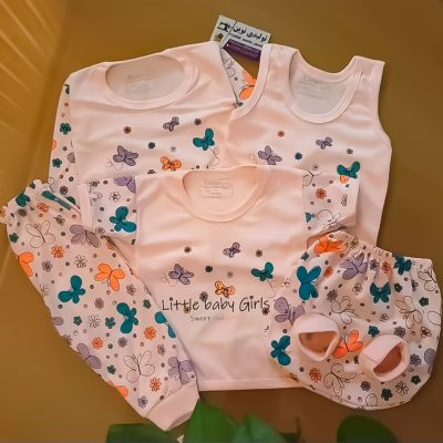 پنج تیکه صورتی پروانه دار کد 1232