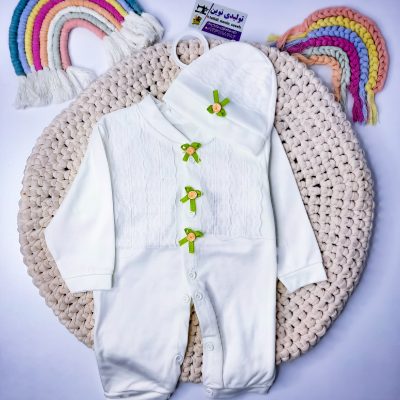 سرهمی دو تیکه نوزادی با کلاه کد 1289